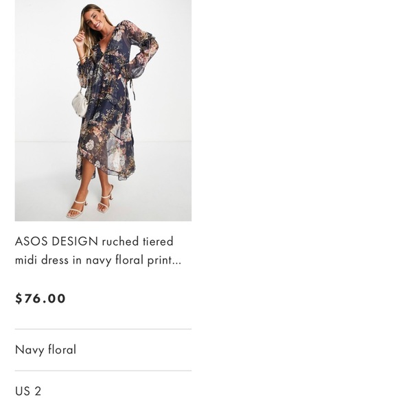 Asos navy floral dress - Picture 3 of 3